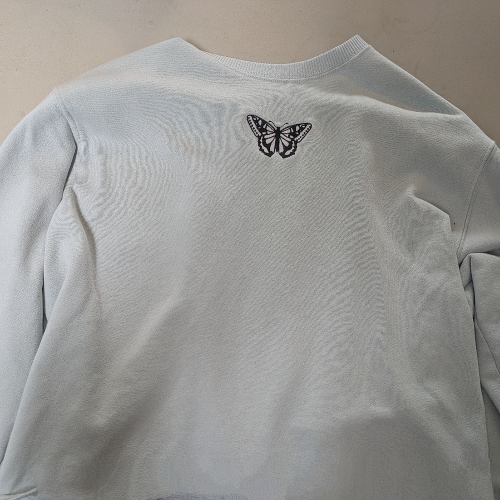 Hollister Green Blue Teal butterfly sweater, cute, medium, newish
